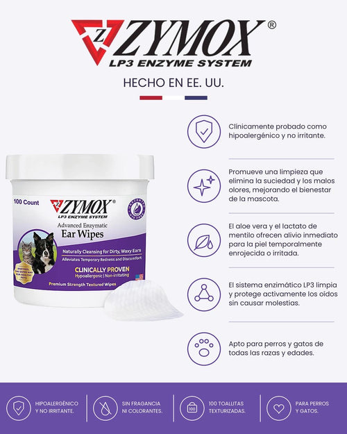 Zymox Advanced Enzymatic Ear Wipes