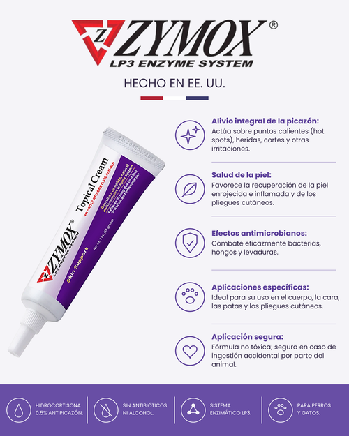 Zymox Topical Cream con Hidrocortisona 0.5%